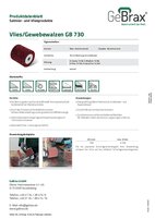 Produktdatenblatt Vlies-Gewebewalzen GB 730
