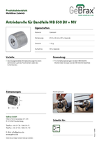 Produktdatenblatt Antriebsrolle für Bandfeile MB 650 BV + MV