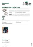 Produktdatenblatt Wechselflansch ZB 600 und ZB 610