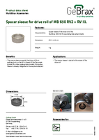 Product data sheet spacer sleeve for drive roll
